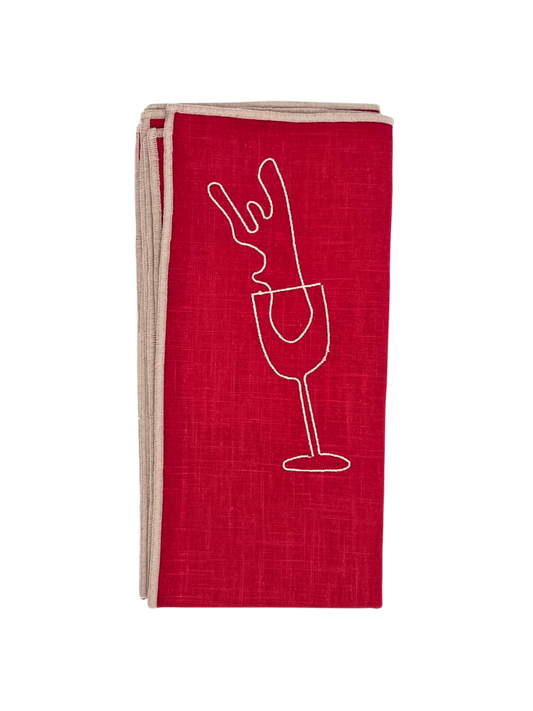 Maegen Embroidered Napkins - Wine