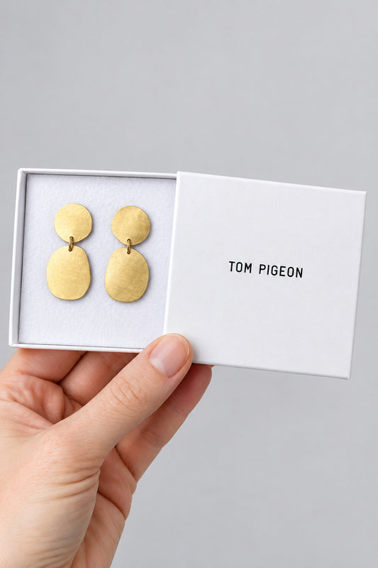 Tom Pigeon Cobble Earrings Earrings - Brass
