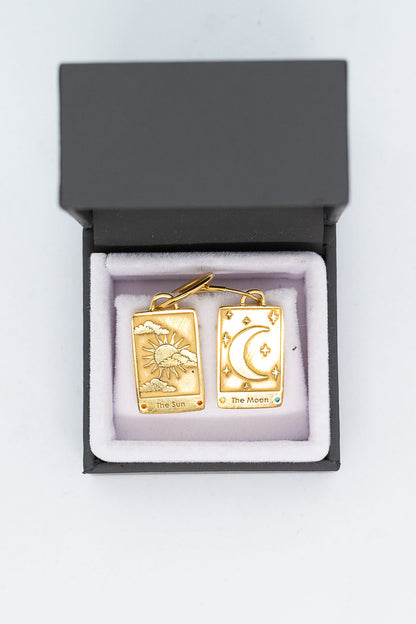 OLIVIA FRASER-BELL- Drop tarot card Sun & Moon earrings