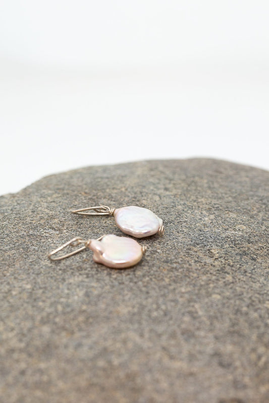 CLARE MASON – Silver & Pearl Drop Earrings