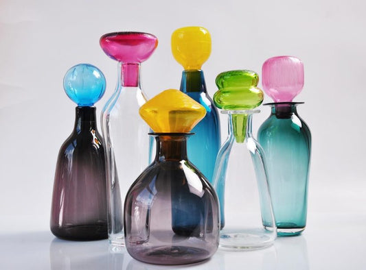 Vicky Higginson Glass Decanter - Brown & Blue