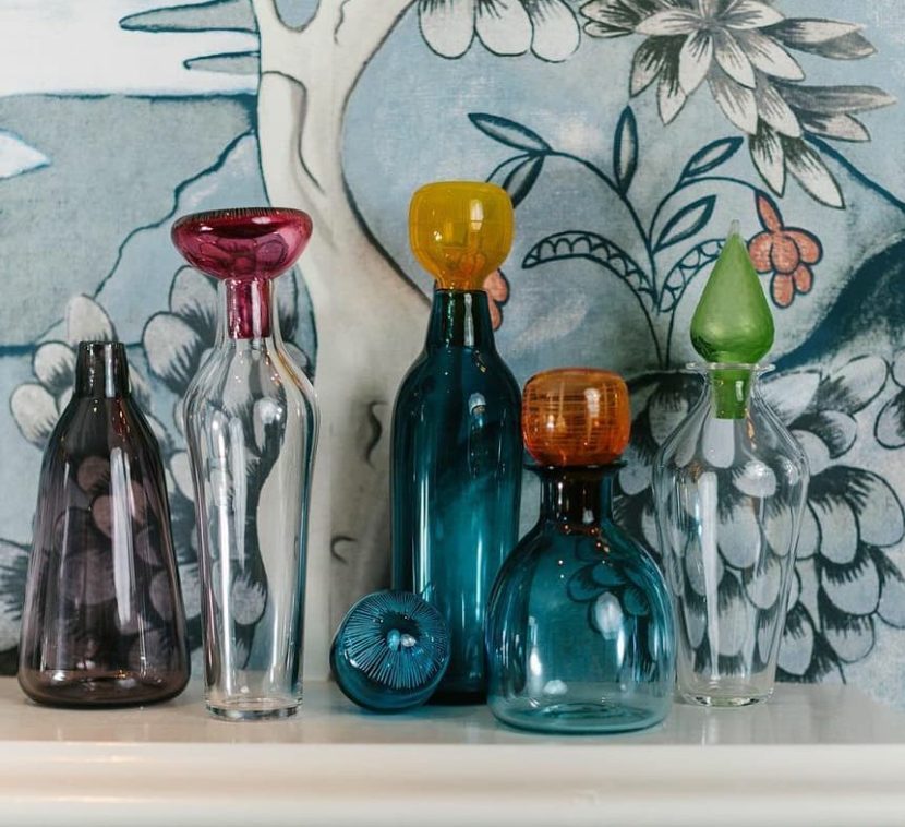 Vicky Higginson Glass Decanter - Black Green